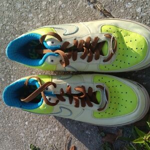 Neon Green and Blue Athletic Shoes